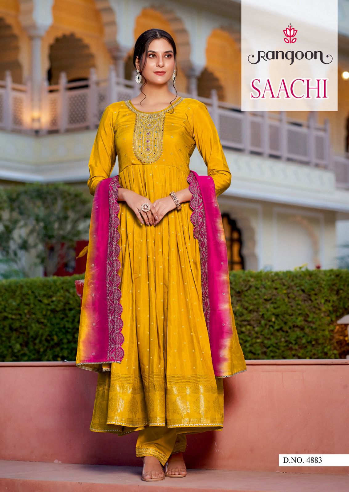 Rangoon Saachi Wedding Wear Anarkali Kurti With Bottom Dupatta